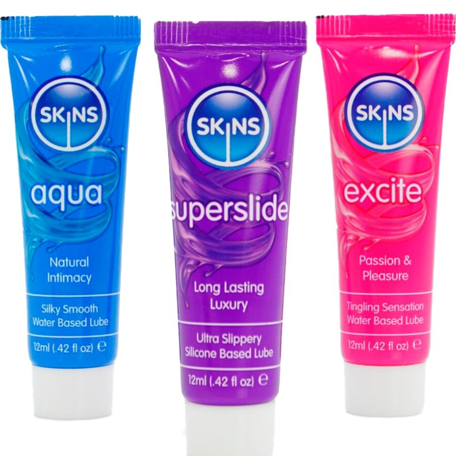 KIT DE LUBRIFIANTS VITAL POUR LA PEAU - AQUA, SUPERSLIDE ET EXCITE (3 x 12 ml)