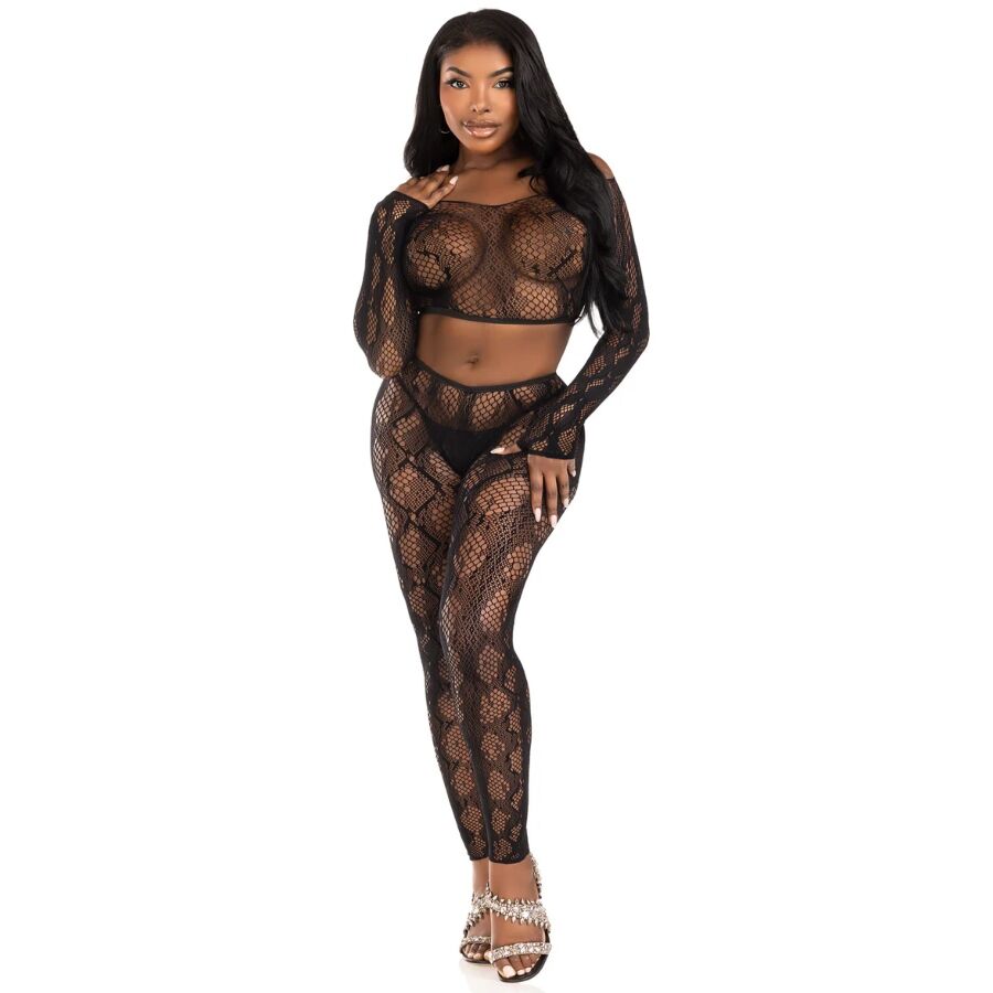 LEG AVENUE - 89373 HAUT COURT EN PYTHON ET COLLANTS SANS PIEDS NOIRS - TAILLE UNIQUE