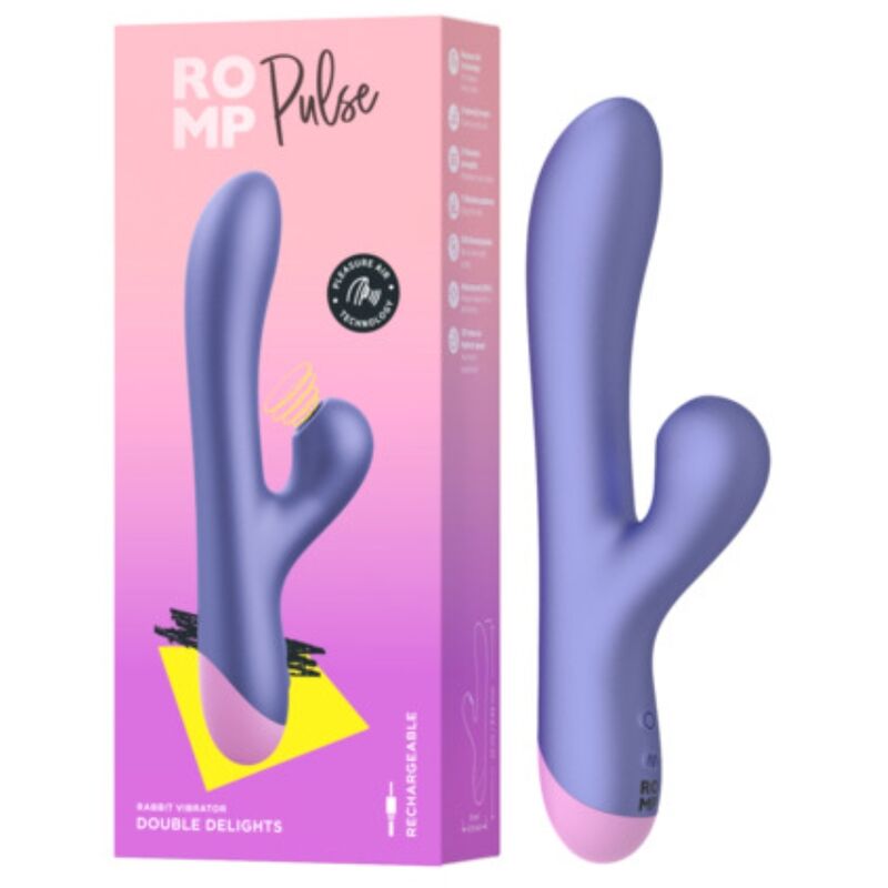ROMP - PULSE VIBRATEUR DOUBLE POINT G RABBIT BLEU ÉLECTRIQUE