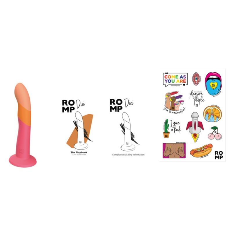ROMP - DIZI GODEMICHET EN SILICONE AVEC VENTOUSE TRICOLÉ 18 CM