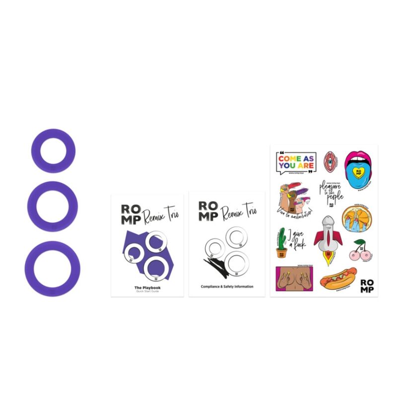 ROMP - REMIX TRIO ENSEMBLE DE 3 ANNEAUX PÉNIS EN SILICONE VIOLETTES