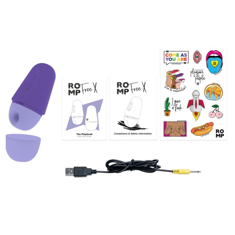 ROMP - STIMULATEUR CLITORIAL GRATUIT AVEC COUVERCLE, 10 NIVEAUX, RECHARGEABLE, VIOLET