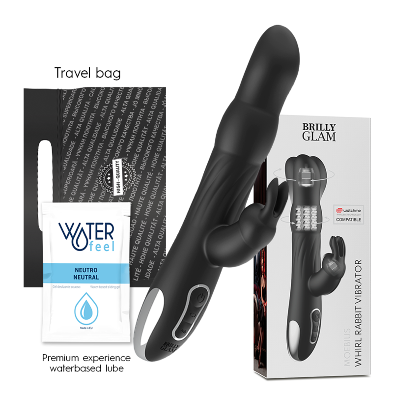 BRILLY GLAM - MOEBIUS VIBROMASSEUR RABBIT ET ROTATIF + TÉLÉCOMMANDE WATCHME