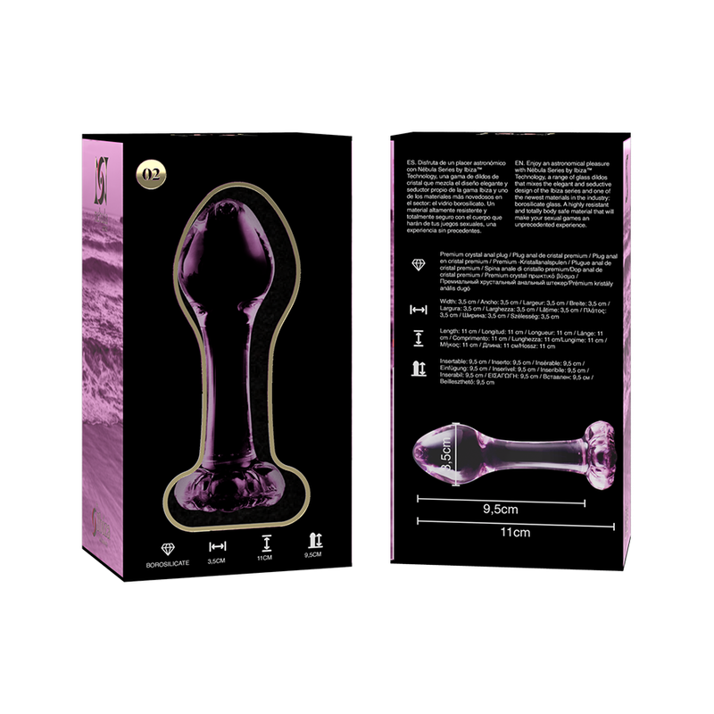NEBULA SERIES BY IBIZA - PLUG ANAL MODÈLE 2 VERRE BOROSILICATE ROSE 11 CM -O- 3.5 CM
