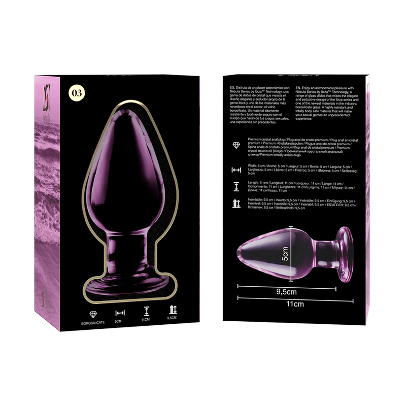 NEBULA SERIES BY IBIZA - PLUG ANAL MODÈLE 3 VERRE BOROSILICATE ROSE 11 CM -O- 5 CM
