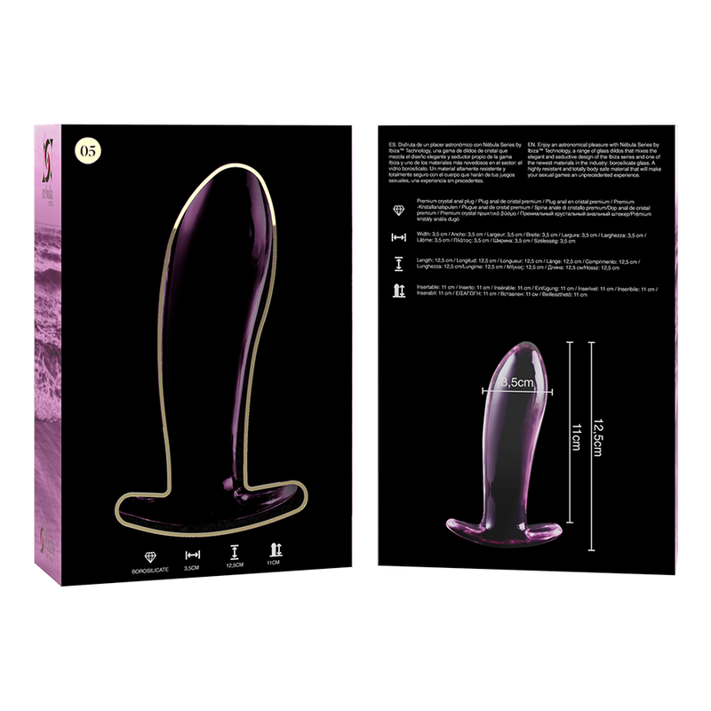 NEBULA SERIES BY IBIZA - PLUG ANAL MODÈLE 5 VERRE BOROSILICATE ROSE 12.5 CM -O- 3.5 CM