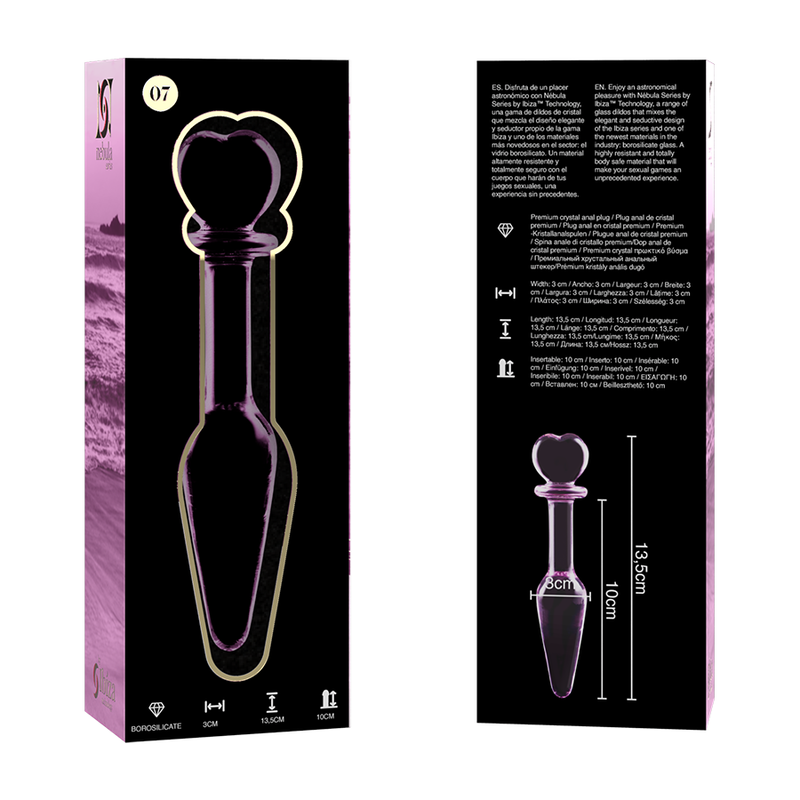 NEBULA SERIES BY IBIZA - PLUG ANAL MODÈLE 7 VERRE BOROSILICATE ROSE 13.5 CM -O- 3 CM