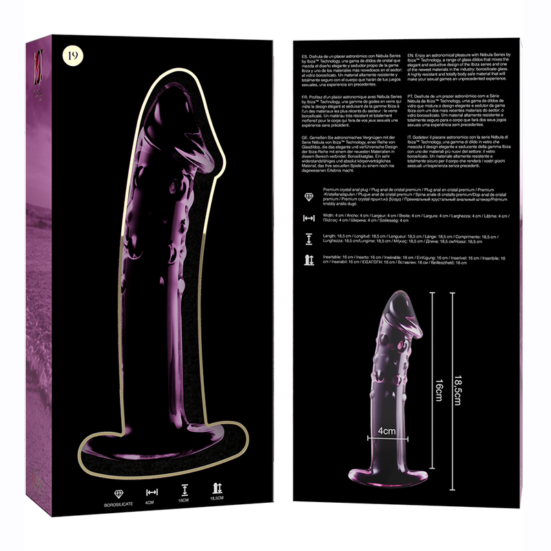 NEBULA SERIES BY IBIZA - MODÈLE 19 GODE EN VERRE BOROSILICATE ROSE 18.5 CM -O- 4 CM