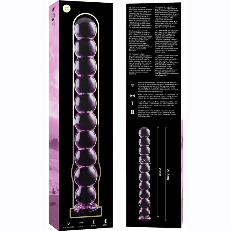 NEBULA SERIES BY IBIZA - MODÈLE 22 GODE EN VERRE BOROSILICATE ROSE 21.5 CM -O- 2.5 CM