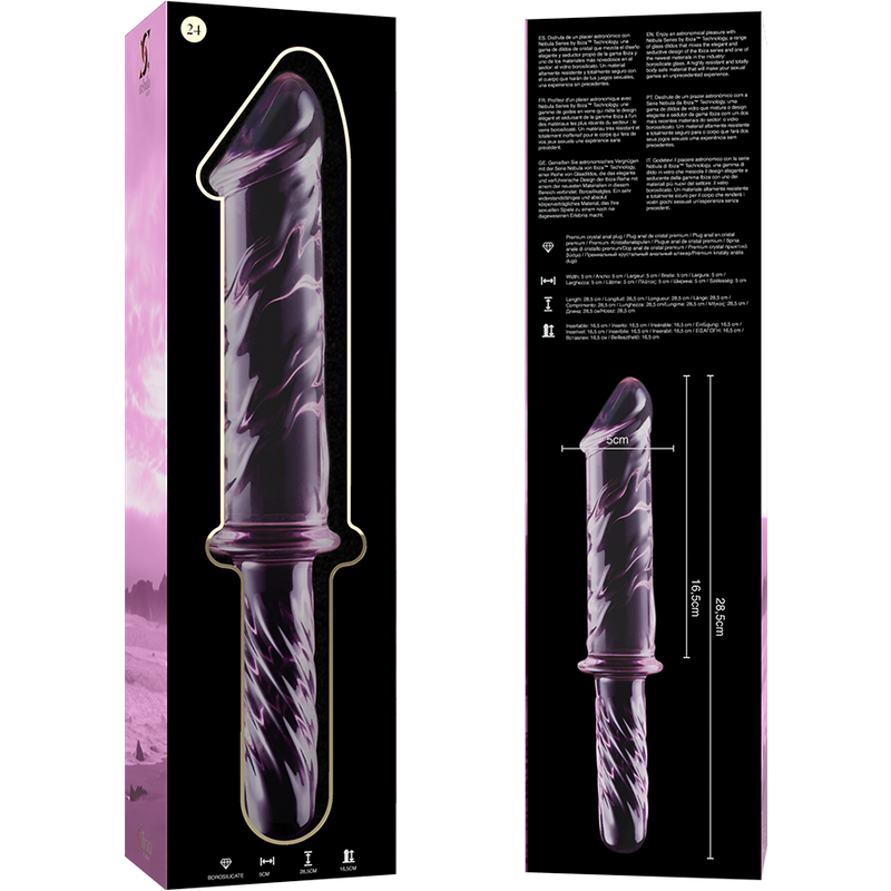 NEBULA SERIES BY IBIZA - MODÈLE 24 GODE EN VERRE BOROSILICATE ROSE 28.5 CM -O- 5 CM