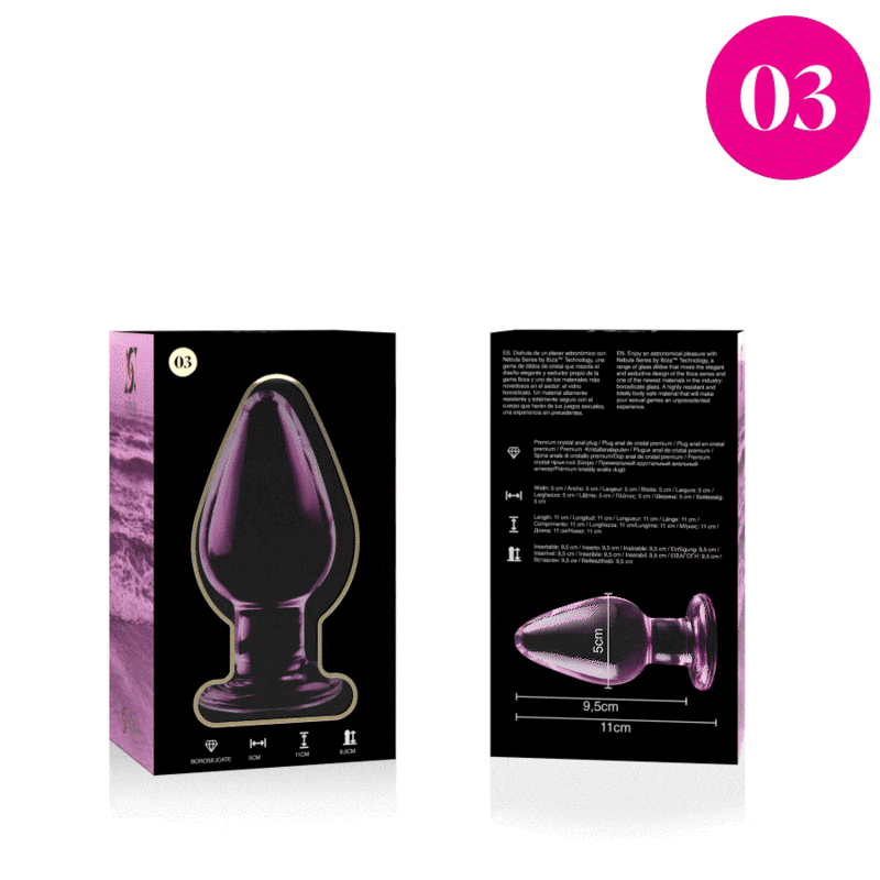 NEBULA SERIES BY IBIZA - PLUG ANAL MODÈLE 3 VERRE BOROSILICATE ROSE 11 CM -O- 5 CM