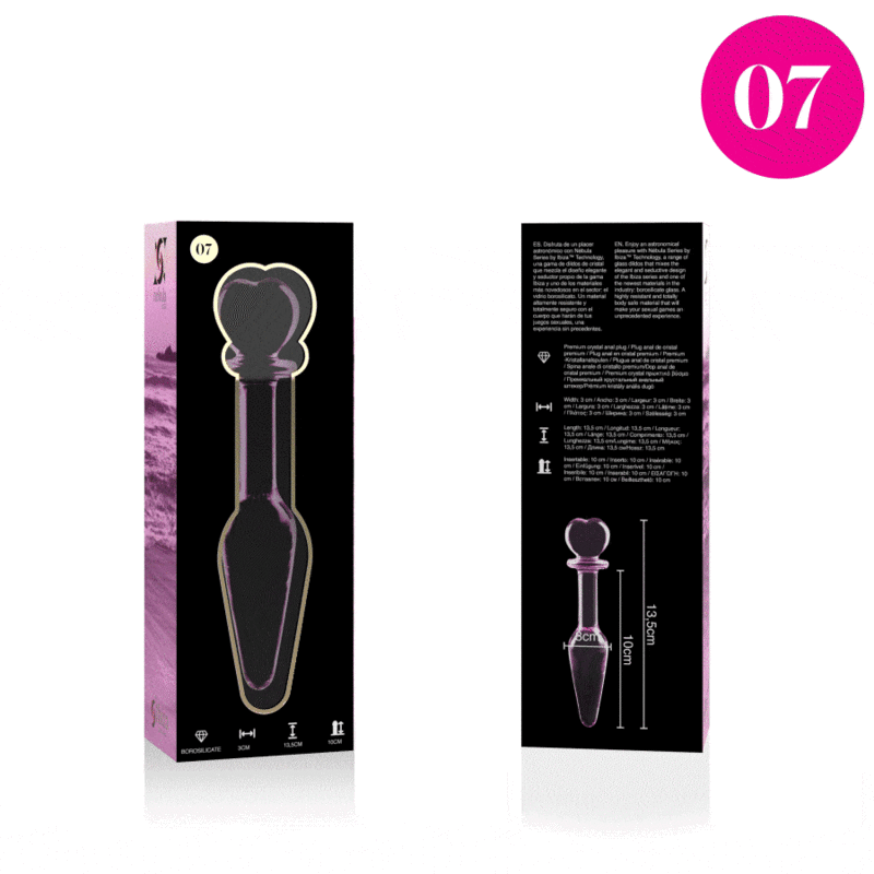 NEBULA SERIES BY IBIZA - PLUG ANAL MODÈLE 7 VERRE BOROSILICATE ROSE 13.5 CM -O- 3 CM