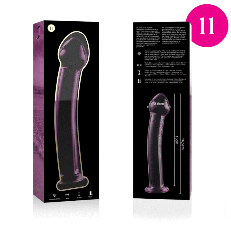 NEBULA SERIES BY IBIZA - MODÈLE 11 GODE EN VERRE BOROSILICATE ROSE 16 CM -O- 3 CM