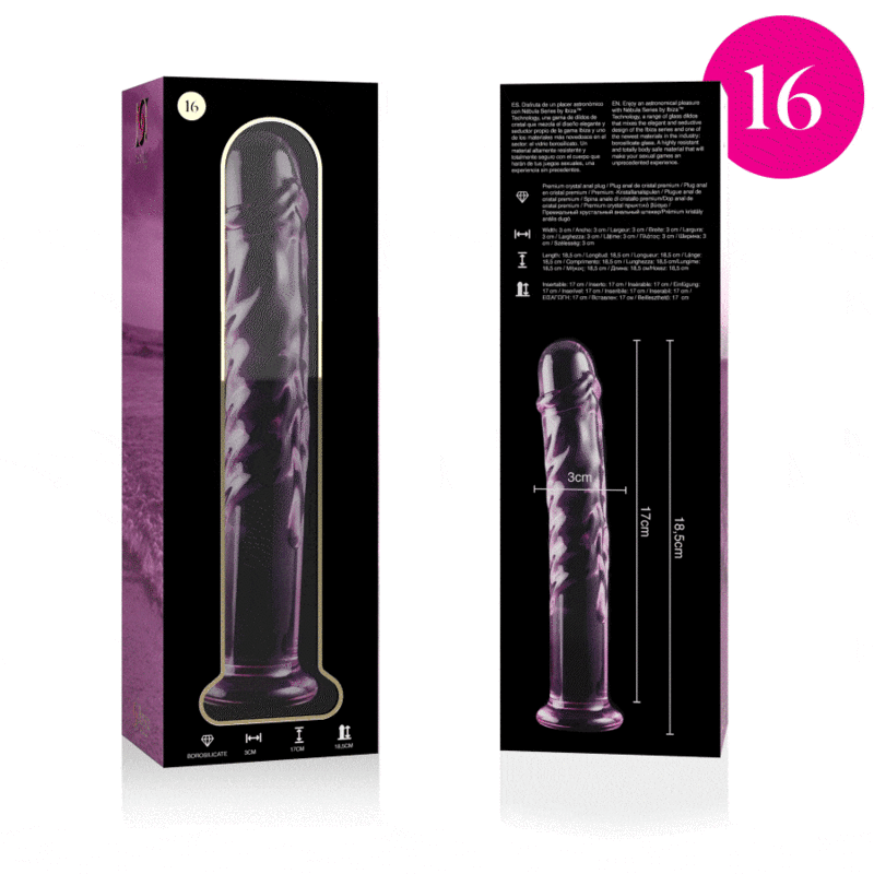 NEBULA SERIES BY IBIZA - MODÈLE 16 GODE EN VERRE BOROSILICATE ROSE 18.5 CM -O- 3 CM