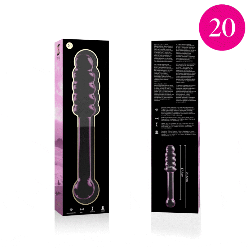 NEBULA SERIES BY IBIZA - MODÈLE 20 GODE EN VERRE BOROSILICATE ROSE 20.5 CM -O- 3 CM