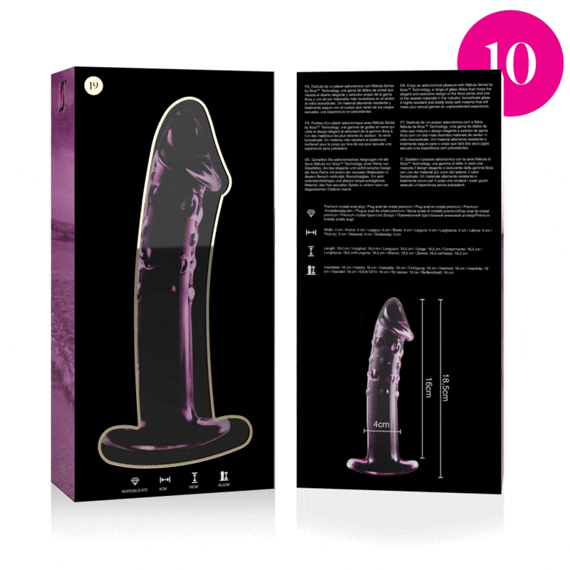 NEBULA SERIES BY IBIZA - MODÈLE 19 GODE EN VERRE BOROSILICATE ROSE 18.5 CM -O- 4 CM