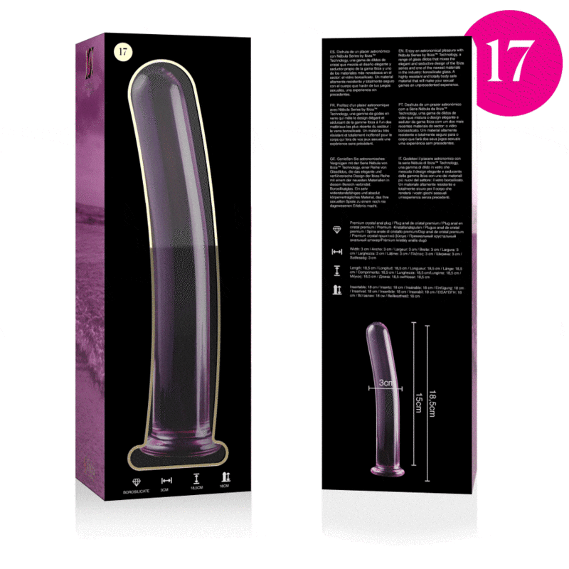 NEBULA SERIES BY IBIZA - MODÈLE 17 GODE EN VERRE BOROSILICATE ROSE 18.5 CM -O- 3 CM