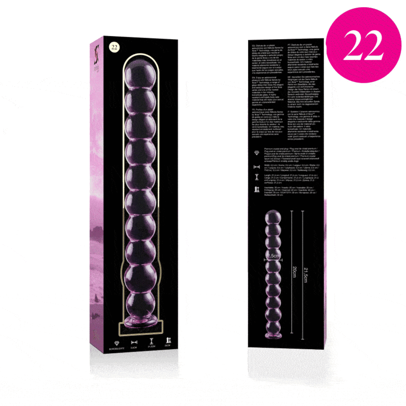 NEBULA SERIES BY IBIZA - MODÈLE 22 GODE EN VERRE BOROSILICATE ROSE 21.5 CM -O- 2.5 CM