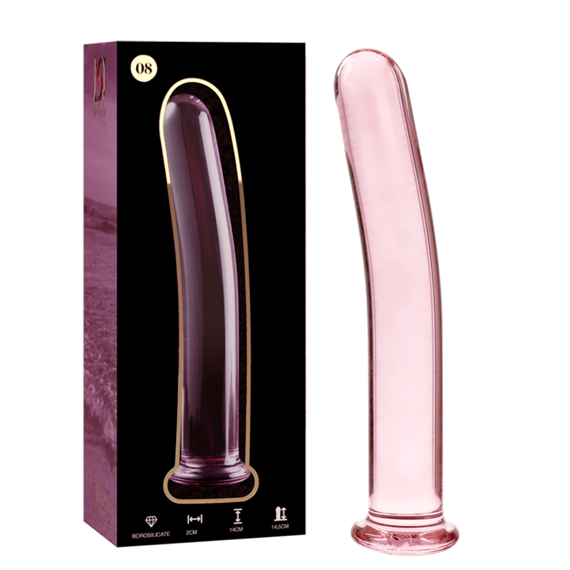 NEBULA SERIES BY IBIZA - MODÈLE 8 GODE EN VERRE BOROSILICATE ROSE 14.5 CM -O- 2 CM