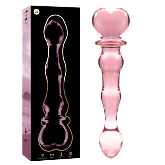 NEBULA SERIES BY IBIZA - MODÈLE 21 GODE EN VERRE BOROSILICATE ROSE 20.5 CM -O- 3.5 CM