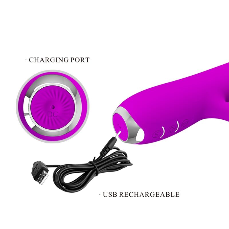 PRETTY LOVE - VIBRATEUR RECHARGEABLE RACHEL AVEC VENTOUSE VIOLETTE