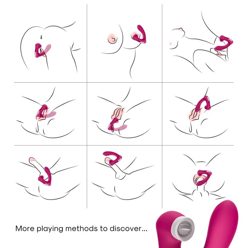 ARMONY - SECRETKISS LÉCHAGE DE CLIT VIBRANT ET VIBRATEUR FUCHSIA COURBÉ