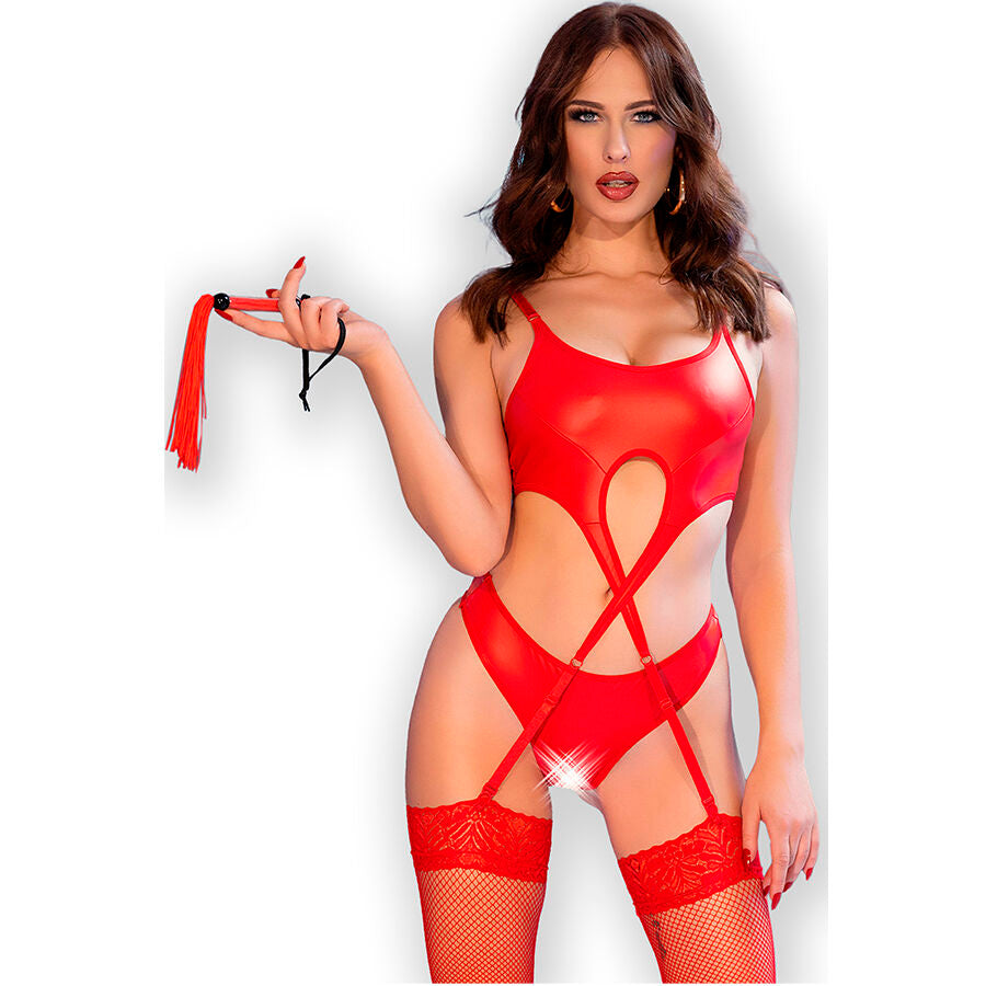 CHILIROSE - CR 4625 ENSEMBLE QUATRE PIÈCES SANS CROTCHLESS ROUGE M