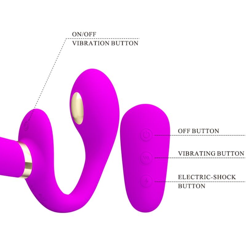 PRETTY LOVE - THUNDERBIRD DOUBLE VIBRATEUR STRAP-ON TÉLÉCOMMANDE VIOLET