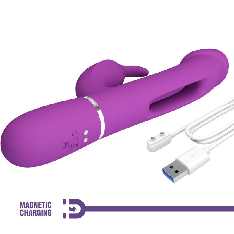PRETTY LOVE - KAMPAS VIBRATEUR LAPIN MULTIFONCTION 3 EN 1 VIOLET