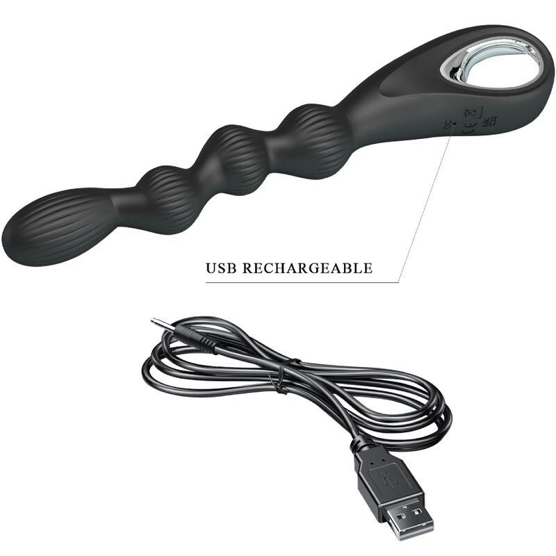 PRETTY LOVE - VIBRATEUR ANAL FEDERER 12 VIBRATIONS NOIR