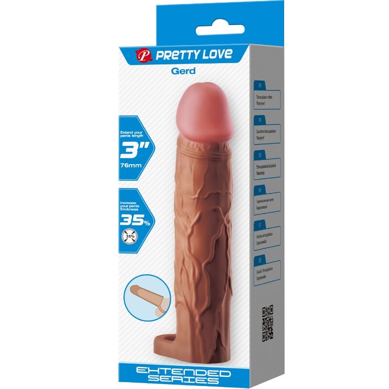 PRETTY LOVE - MANCHON DE PÉNIS GERD AVEC EXTENSION DE 7,6 CM MULÂTRE