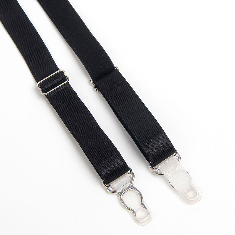 SUBBLIME - 955243 ENSEMBLE SOUTIEN-GORGE BONDAGE NOIR AVEC JARRETELLE L/XL