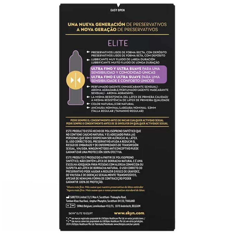 SKYN - PRÉSERVATIFS ULTRA-FINS ELITE 10 UNITÉS