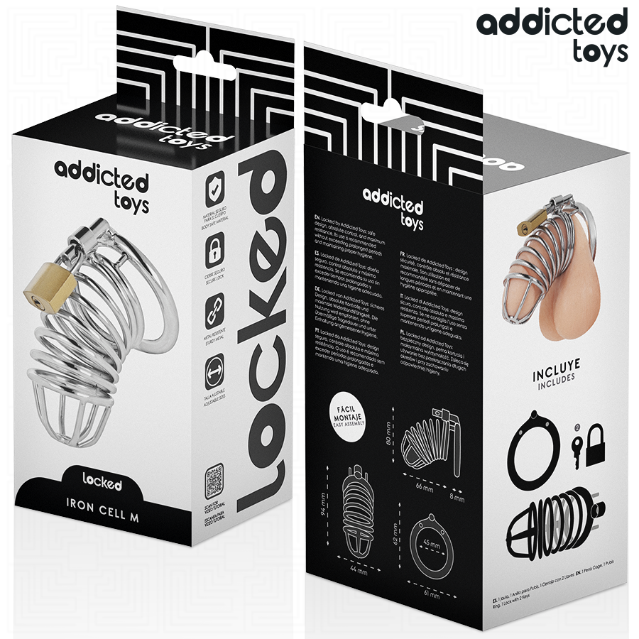 ADDICTED TOYS LOCKED - CAGE À PÉNIS EN MÉTAL IRON CELL TAILLE M