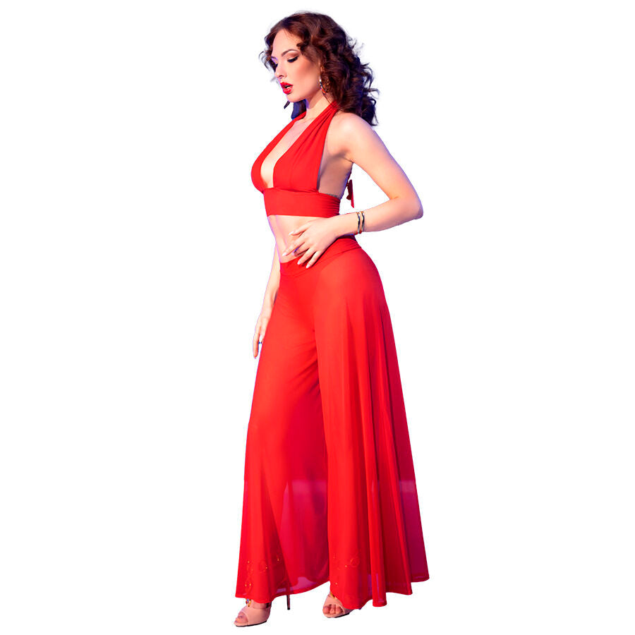 CHILIROSE - CR 4857 ENSEMBLE HAUT ET PANTALON ROUGE TAILLE L