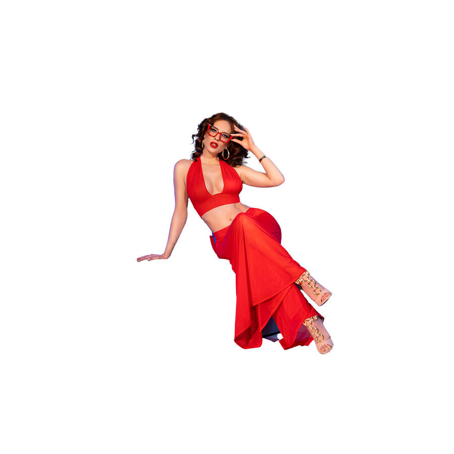 CHILIROSE - CR 4857 ENSEMBLE HAUT ET PANTALON ROUGE TAILLE XL