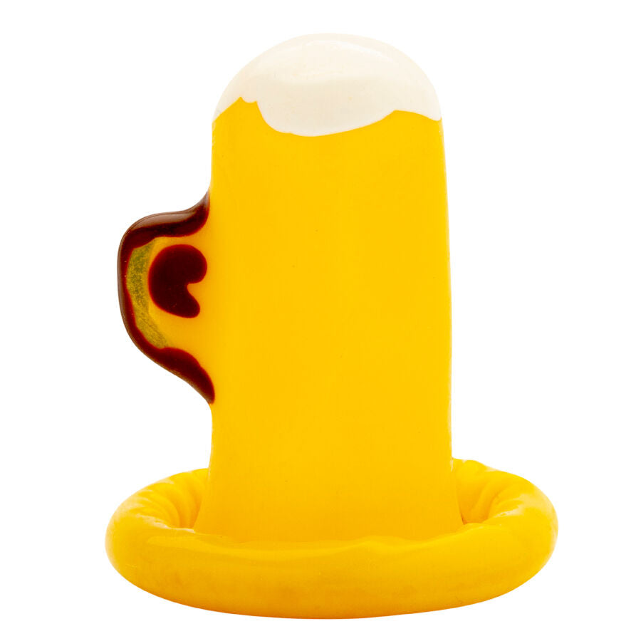 CONDOMERIE - PRÉSERVATIFS FANTAISIE PEINTS À LA MAIN VERRE DE BIÈRE