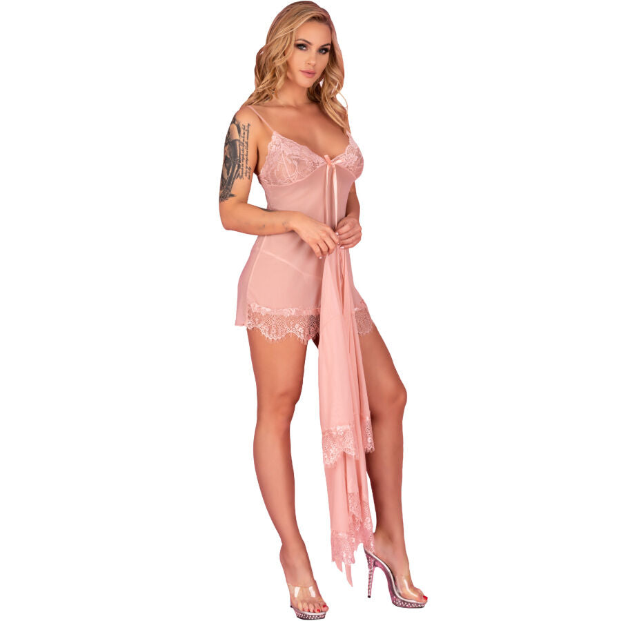 LIVCO CORSETTI FASHION - BABYDOLL HYEONA 1710 + THONG ROSE M