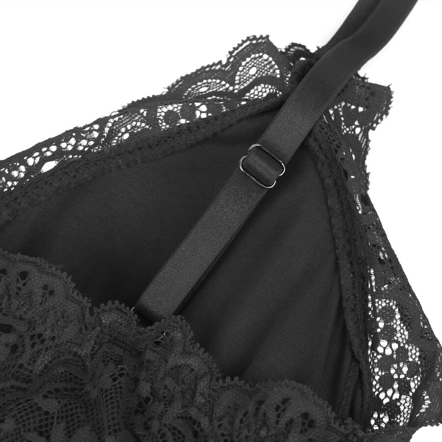 SUBBLIME - TEDDY DÉTAIL DENTELLE FLORALE NOIR L/XL