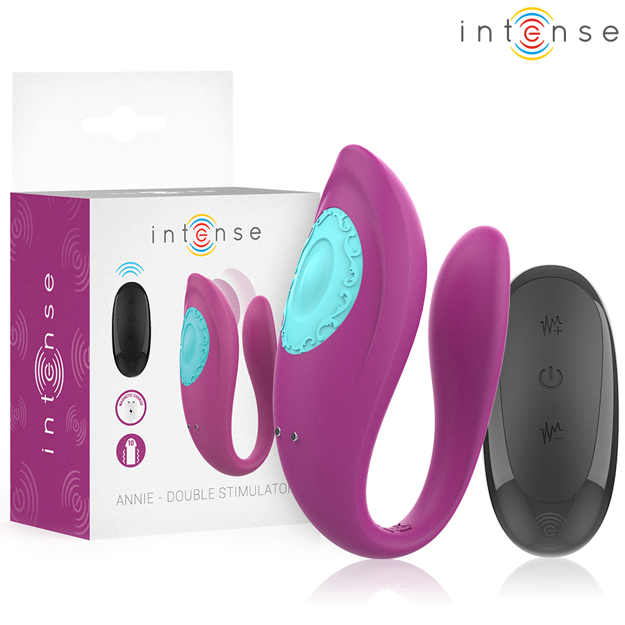 INTENSE - ANNIE VIBRATEUR ET STIMULATEUR EN U VIOLET TÉLÉCOMMANDE