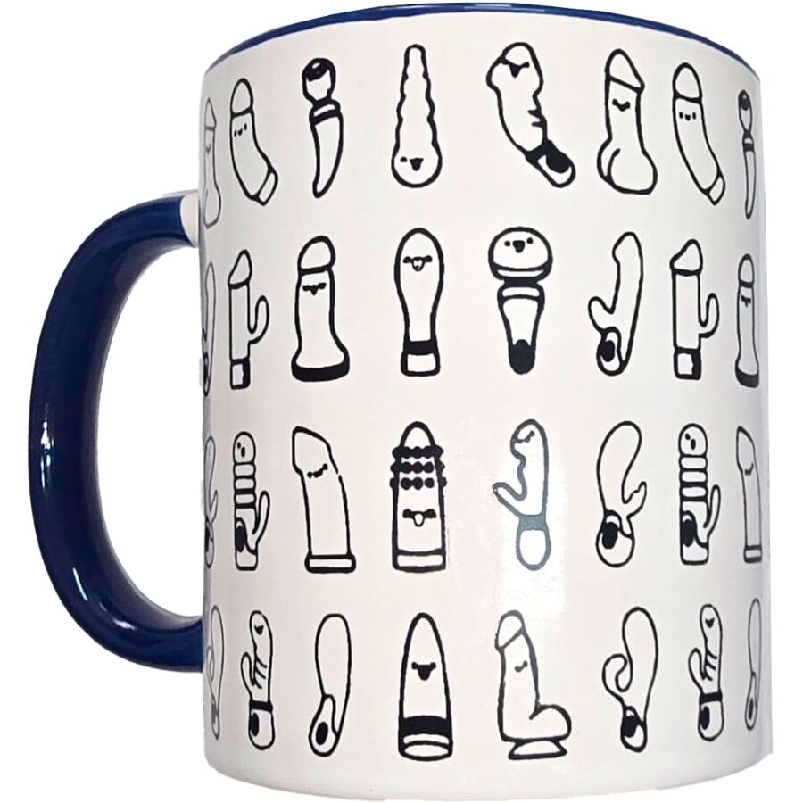 DIABLO PICANTE - TASSE VIBRANTE BLANCHE AVEC ANSE BLEUE 370 ML
