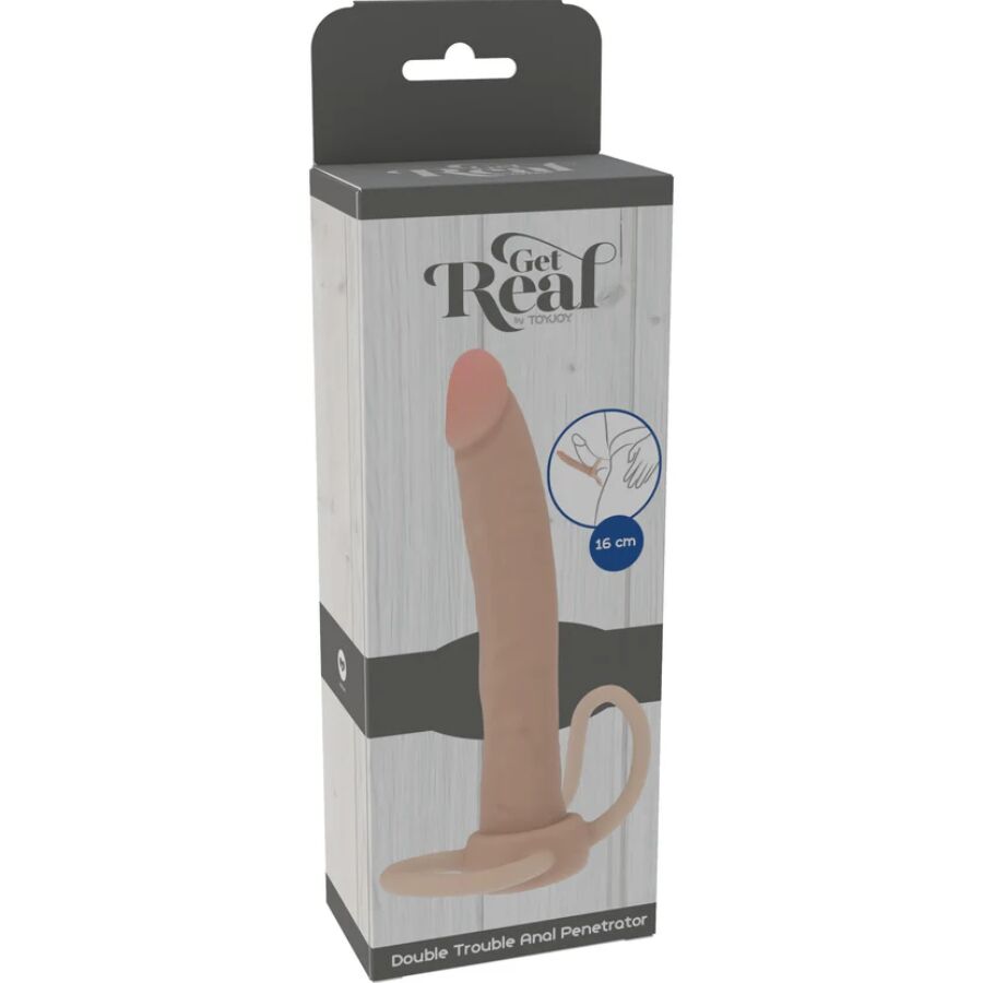 GET REAL - PÉNÉTRATEUR ANAL EN SILICONE DOUBLE TROUBLE 16 CM