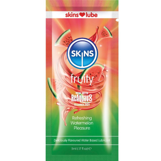 SKINS - LUBRIFIANT FRUITÉ À BASE D'EAU PARFUM PASTÈQUE DOSE UNIQUE 5 ML