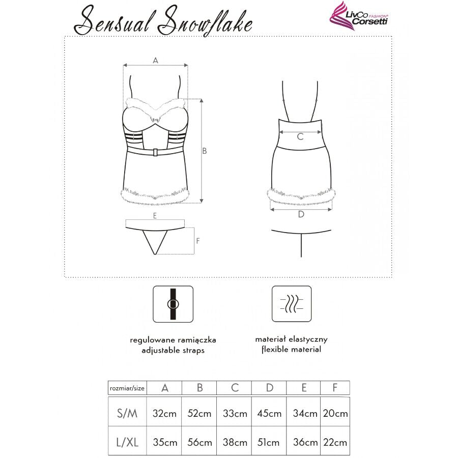 LIVCO CORSETTI FASHION - SENSUAL SNOWFLAKE LC 90603 CHEMISE DE NOËL + STRING + BANDEAU L/XL