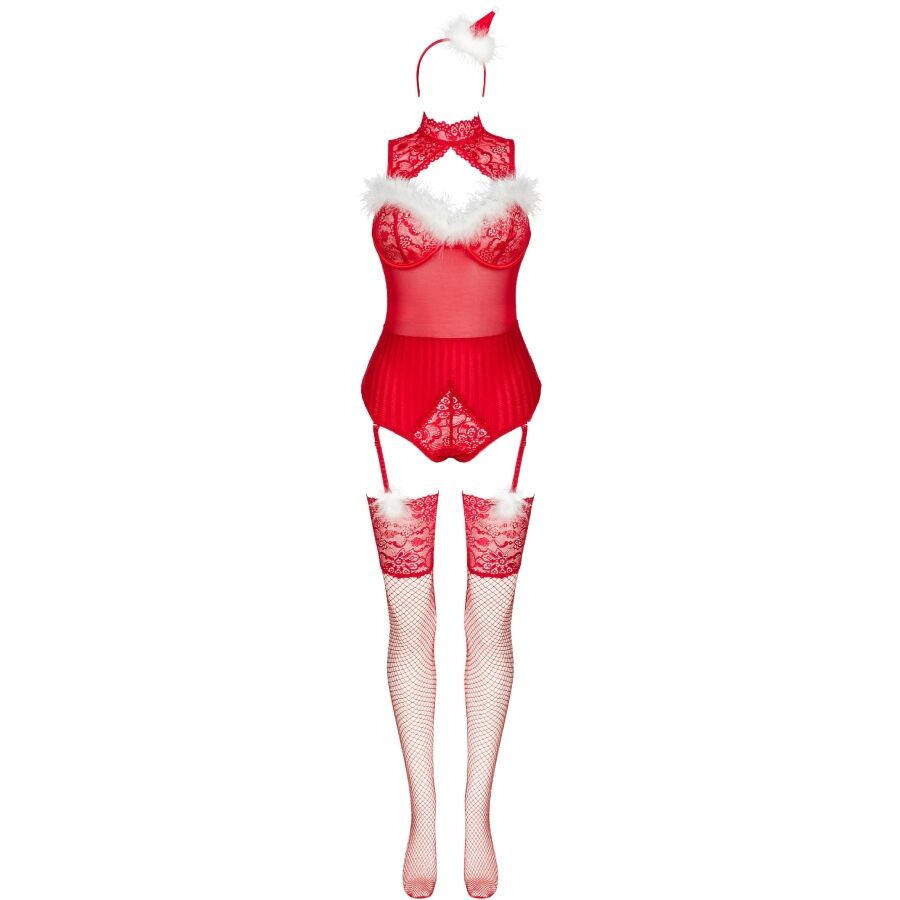 LIVCO CORSETTI FASHION - LIMPID SNOWFLAKES LC 90604 BODY + BAS + BANDEAU DE NOËL L/XL