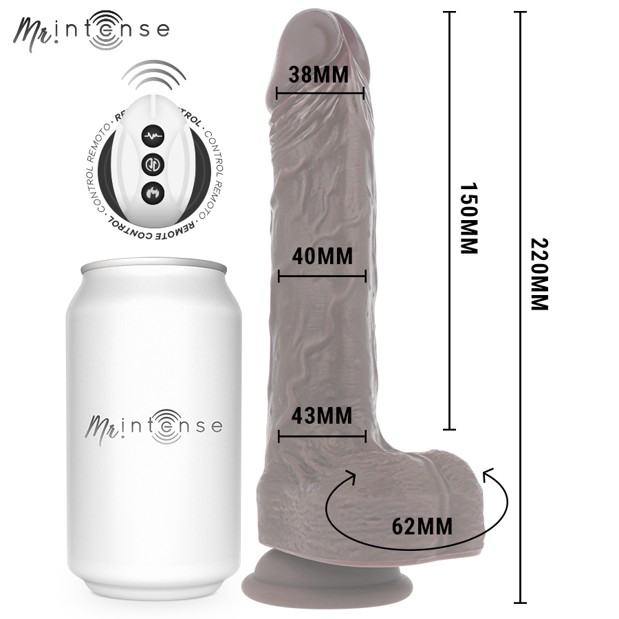 MR INTENSE - MATT RÉALISTE MULTIFONCTION AVEC VIBRATION HAUT ET BAS ET TÉLÉCOMMANDE 22 CM -O- 4 CM