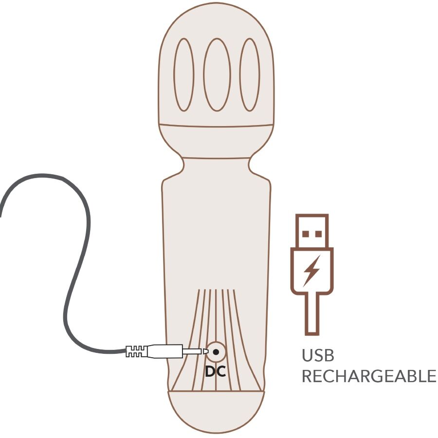 ROCKS-OFF - MINI BAGUETTE RECHARGEABLE 16 FONCTIONS ROUGE AZALÉE