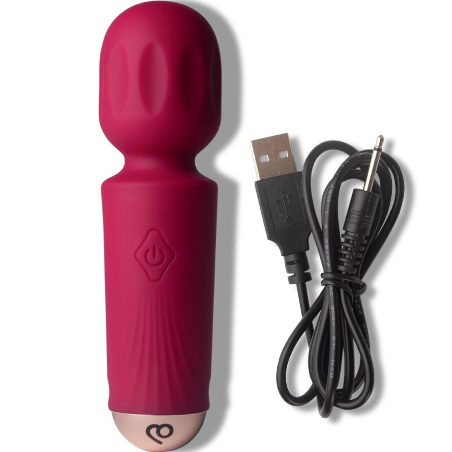 ROCKS-OFF - MINI BAGUETTE RECHARGEABLE 16 FONCTIONS ROUGE AZALÉE