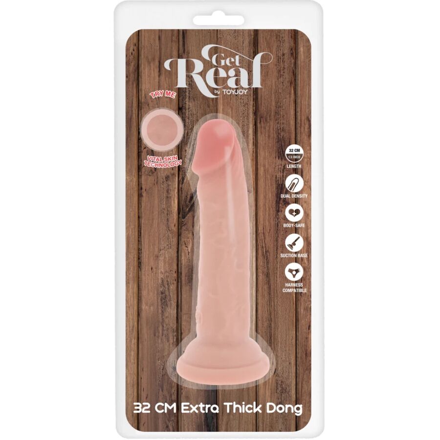 GET REAL - PÉNIS DE LUXE ÉPAIS DOUBLE DENSITÉ EN TPE 32 CM