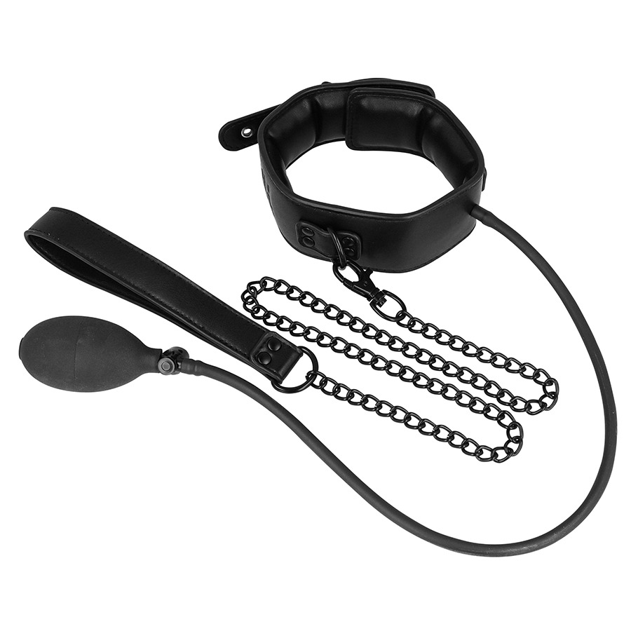 FETISH SUBMISSIVE BONDAGE - COLLIER D'ÉTRANGLEMENT GONFLABLE AVEC CHAÎNE